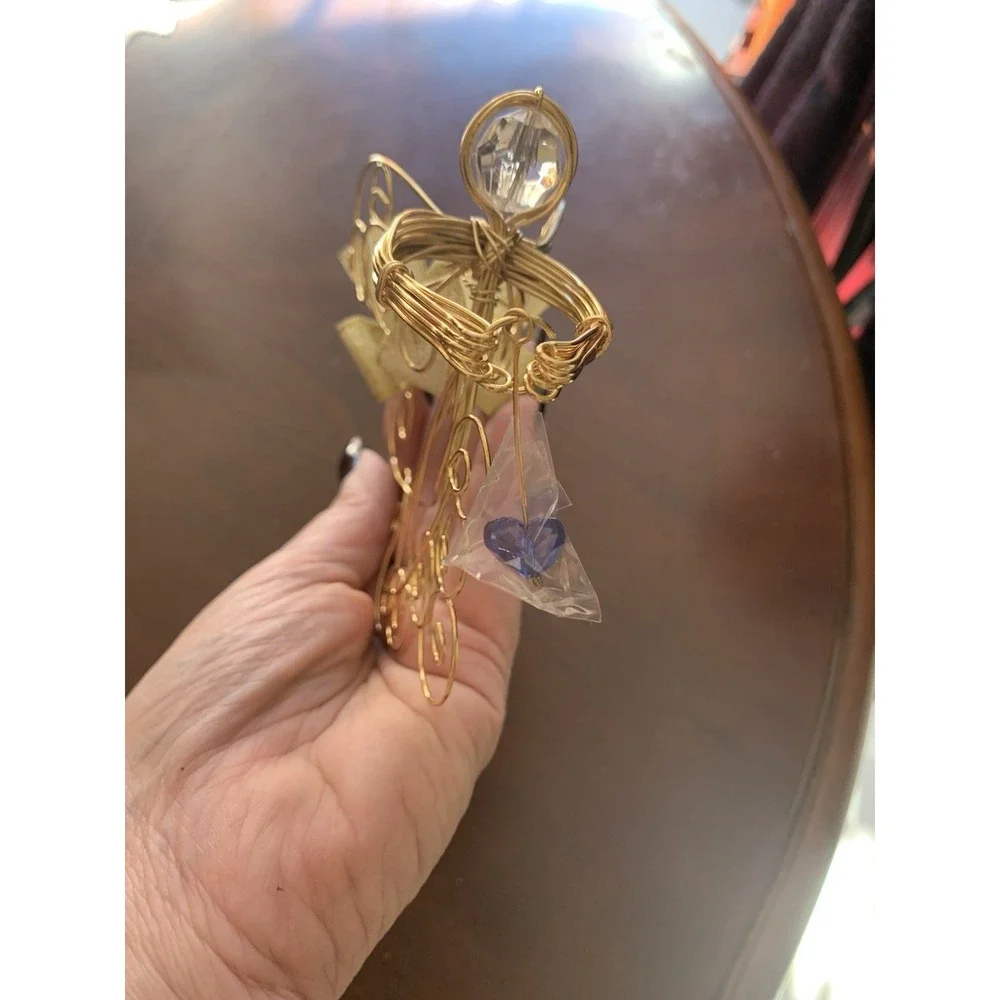Vintage Golden Wired Angel‎ With Crystal Christmas Tree Ornament